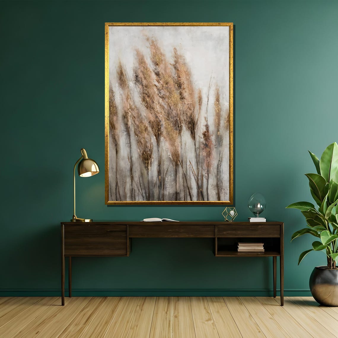 Elegant Pampas Grass Neutral Tones Botanical Painting Poster - Image 5