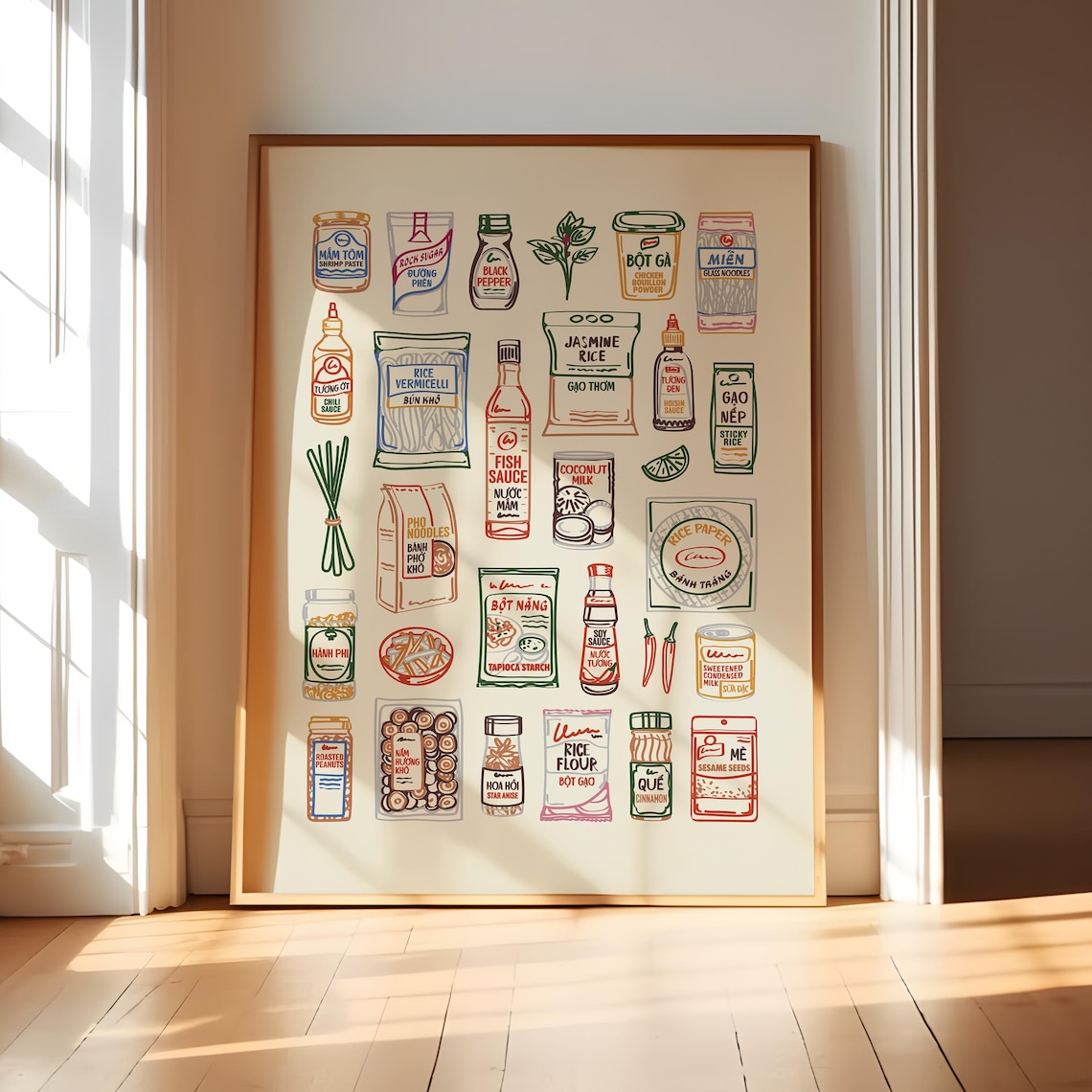 Vietnamese Pantry Art Print, Asian Kitchen Decor