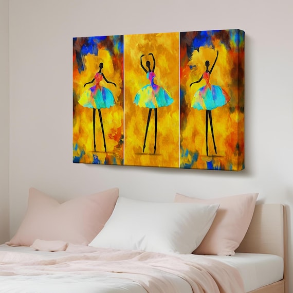 African Ballerina Girl Oil Painting Look Decorative Canvas Art Sports Modern Wall Decor Large