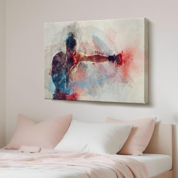 Abstract Boxer Portrait Canvas Art Motivation Print Modern Wall Decor Framed Housewarming Gifts
