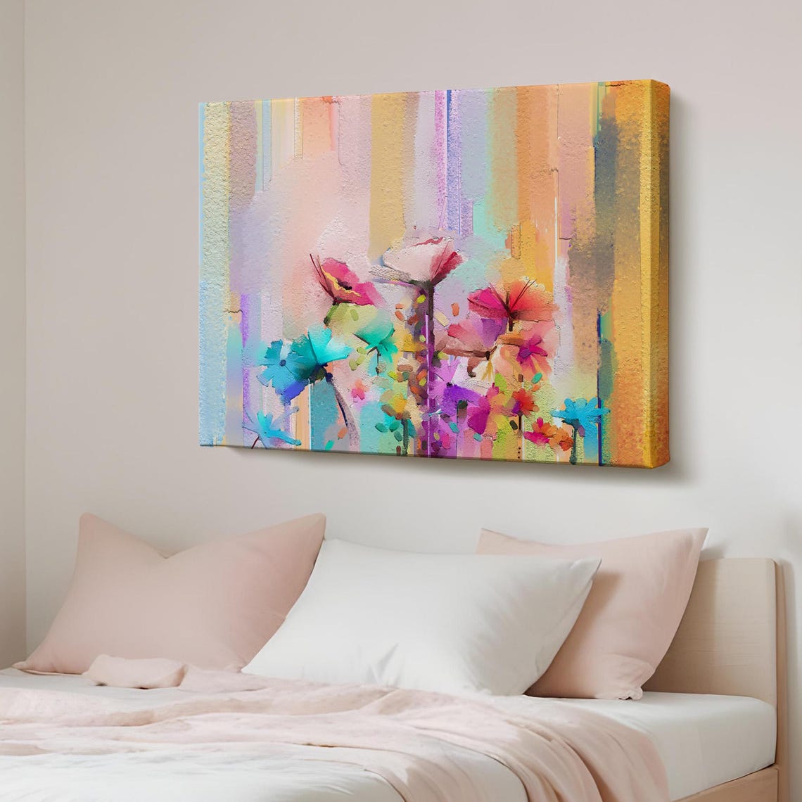 Pastel Abstract Flowers Painting Soft Colorful Floral Poster