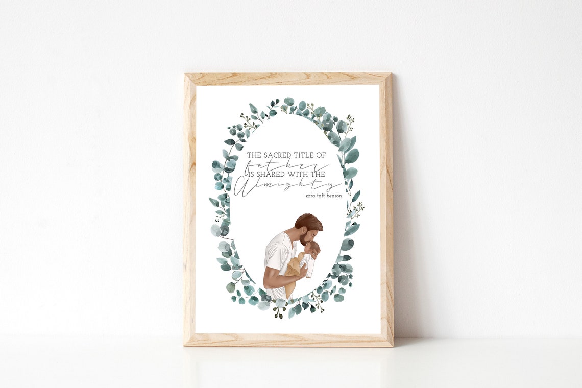 Sacred Title of Father Eucalyptus Wreath Faith Quote Wall Poster