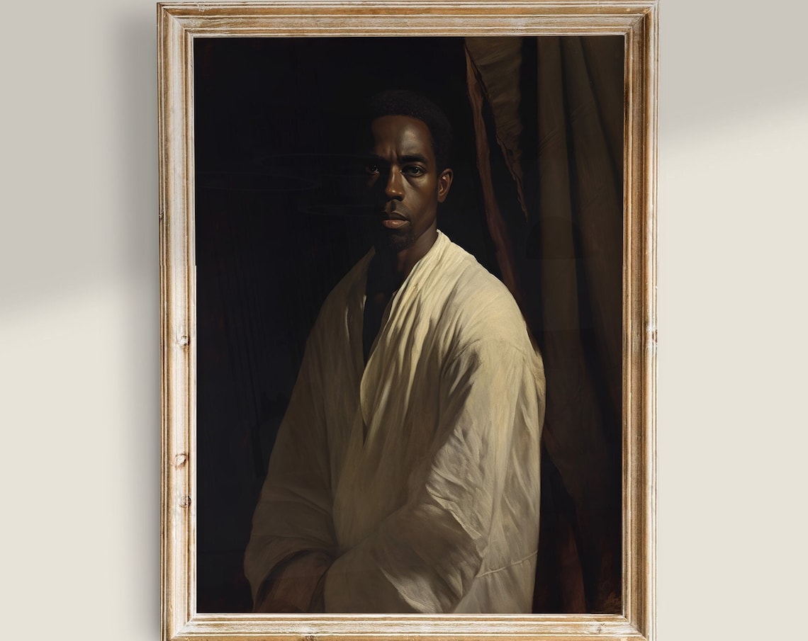 Black People Vintage Portrait Art, Dark Academia