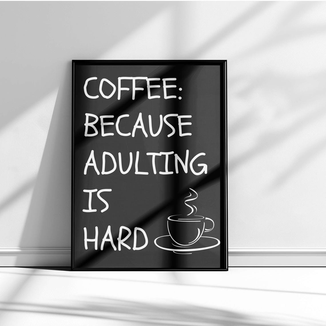 Coffee Because Adulting Is Hard Pink Funny Coffee Lover Poster - Image 5