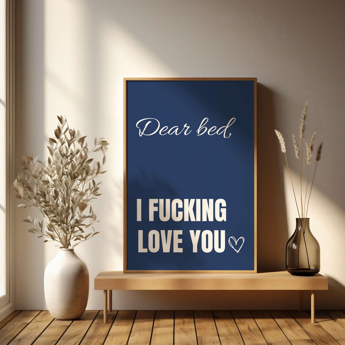 Dear Bed I Fucking Love You Heart Pink Bedroom Funny Quote Poster - Image 4