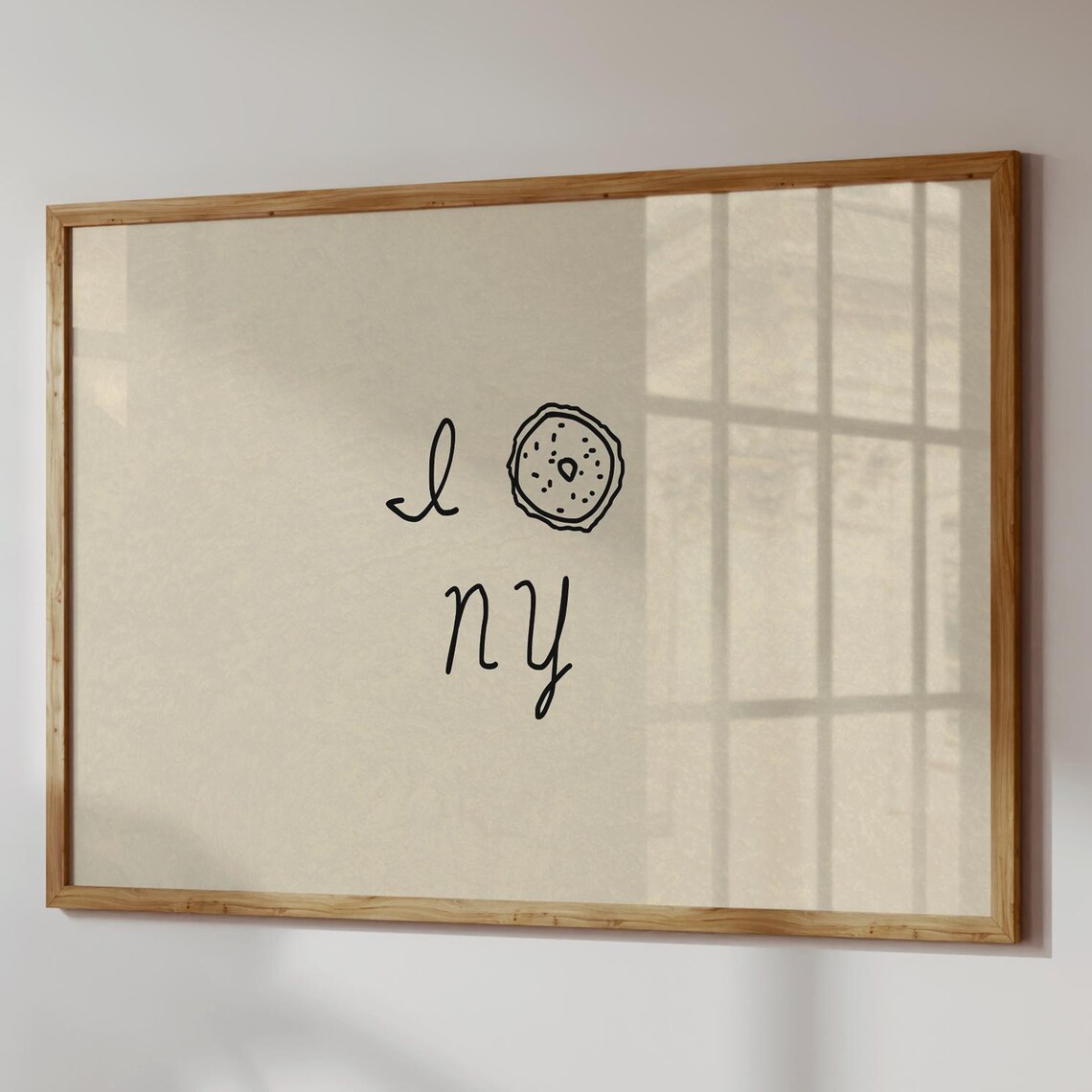 I Love New York Bagel Minimalist Fun NYC Foodie Line Art Print