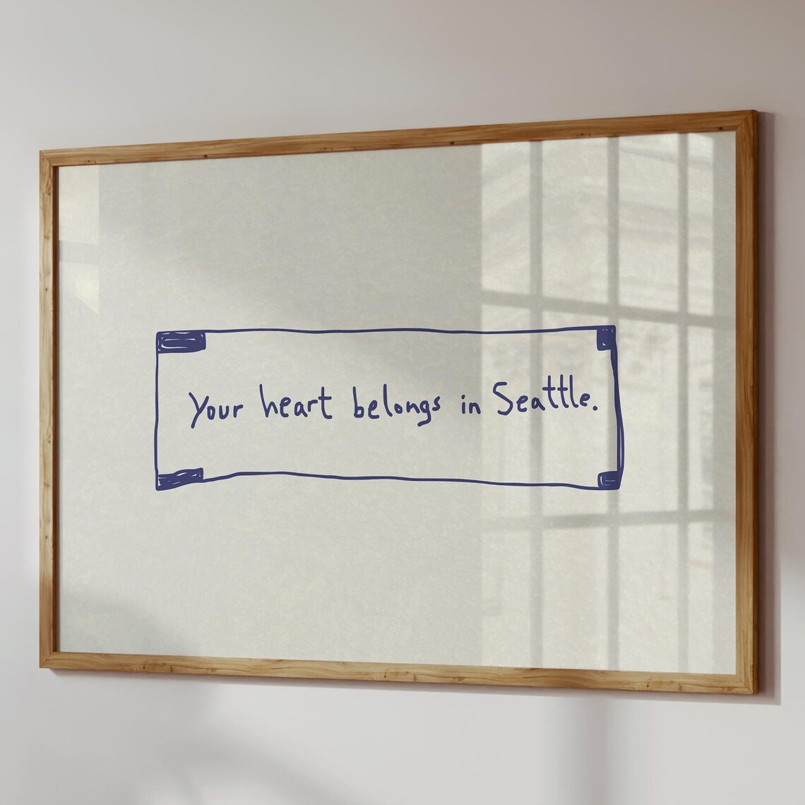 Your Heart Belongs In Seattle Handwritten Minimalist Quote Poster