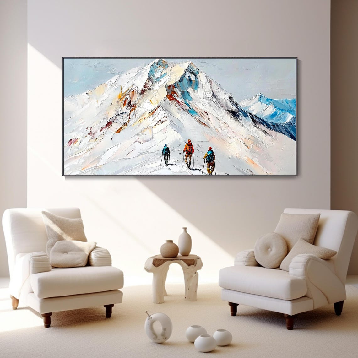 Snow Mountain Climbers Expedition 3D Textured Winter Art Poster - Image 5