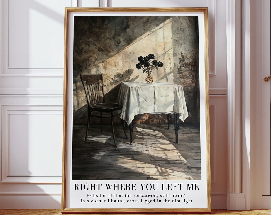 Right Where You Left Me Taylor Swift Restaurant Scene Lyric Poster