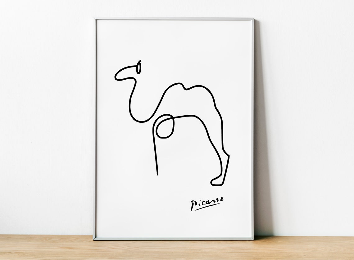 Pablo Picasso Camel Print, Minimalist Line Art