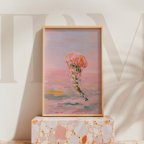 Pastel Jellyfish Print Dreamy Coastal Wall Art