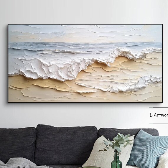 Pale Blue Sea Wave With White Foamy Curl Textured Art Poster