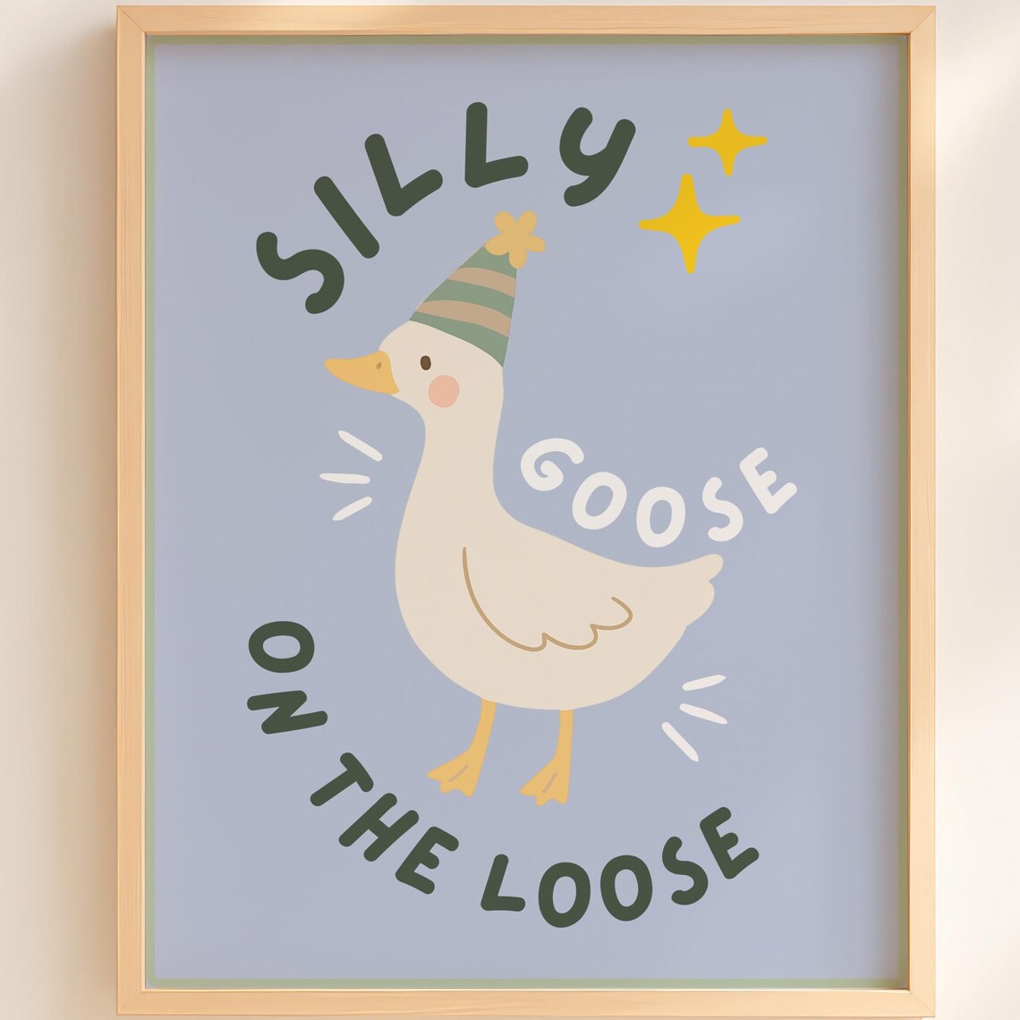 Goose Nursery Print Silly In Party Hat