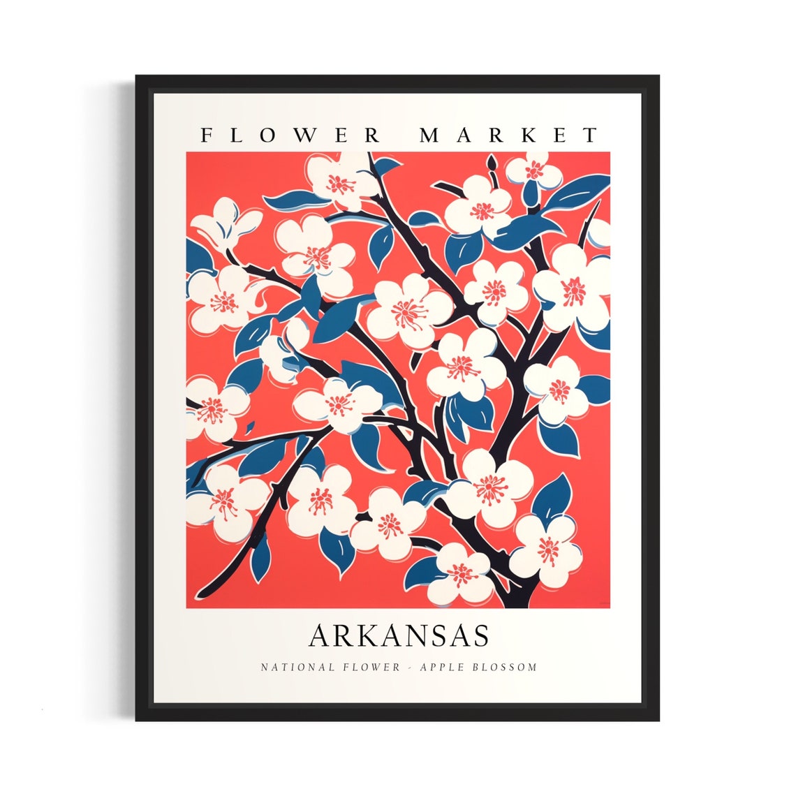 Arkansas Flower Market Apple Blossom Branch Botanical Art Poster