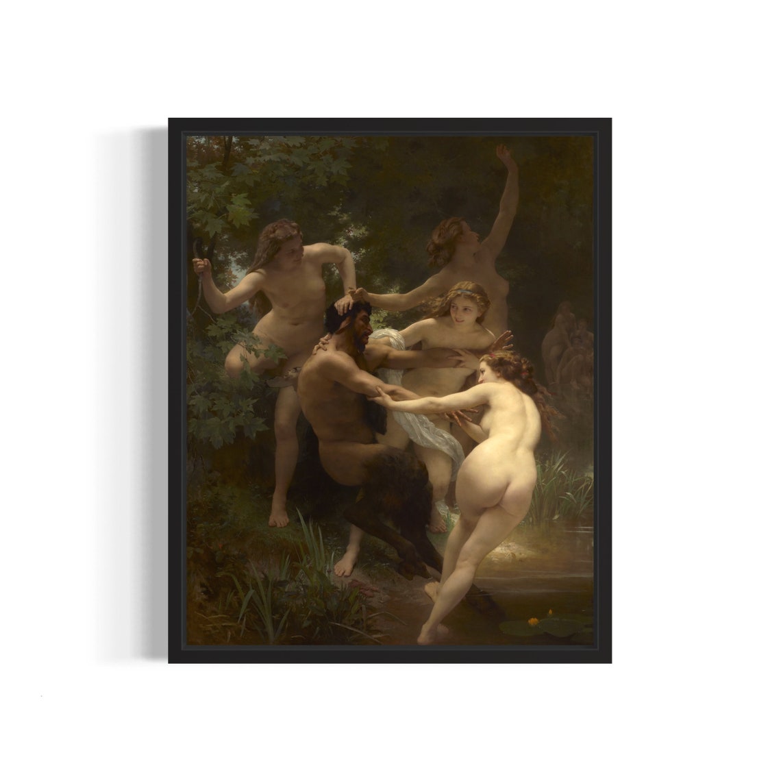 Nymphs and Satyr Bouguereau Mythological Scene Classic Art Poster