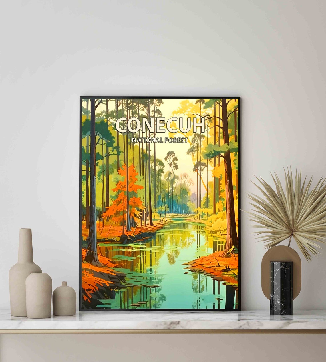 Conecuh National Forest Autumn Wetland Pine Reflection Travel Poster - Image 3