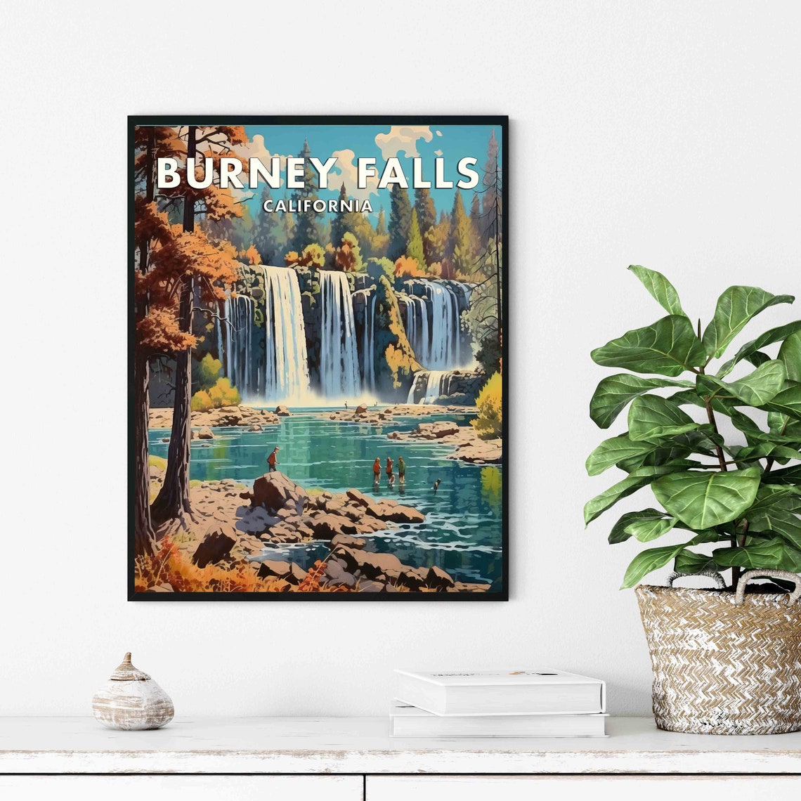 Burney Falls California Vintage National Park Waterfall Art Poster - Image 3