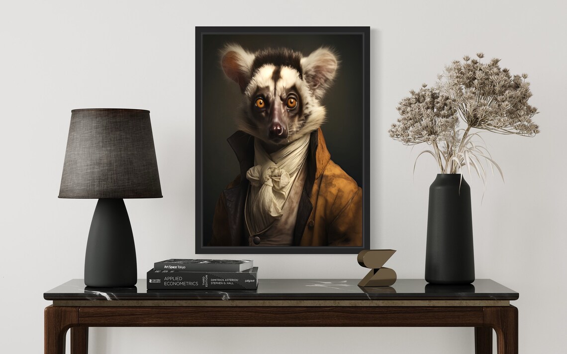 Whimsical Lemur Vintage Costume Portrait Quirky Animal Art Poster - Image 2