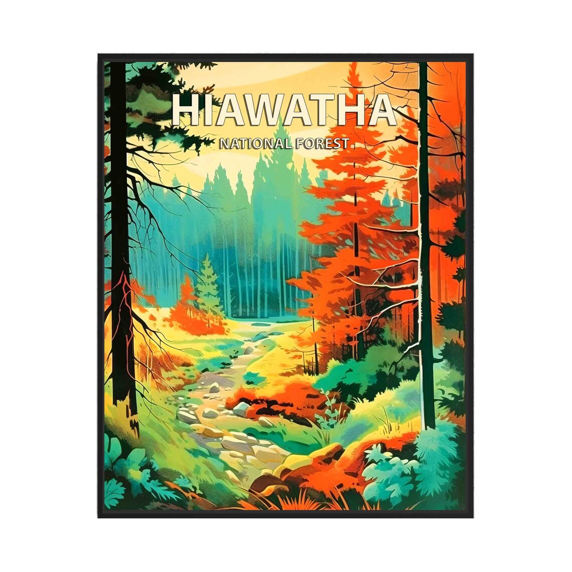 Hiawatha National Forest Retro National Park Poster