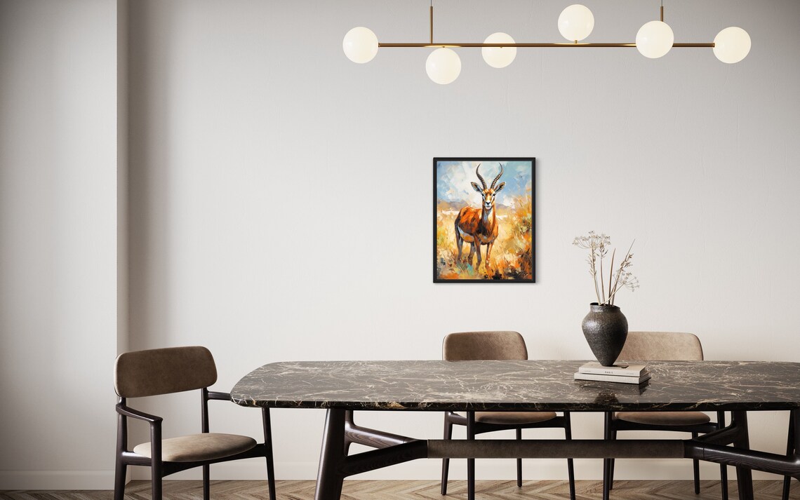 Majestic Gazelle Portrait Golden Savanna Wildlife Art Poster - Image 2