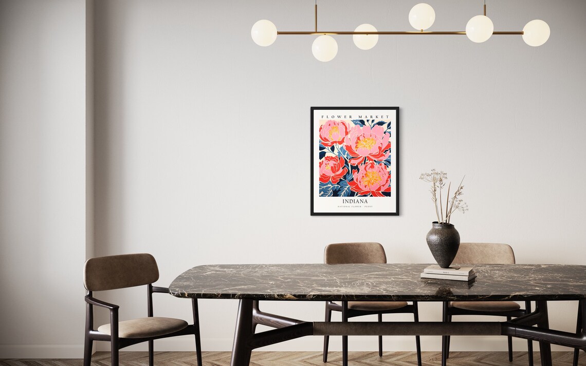 Indiana Flower Market Peony Blossoms Bold Botanical Art Print - Image 2