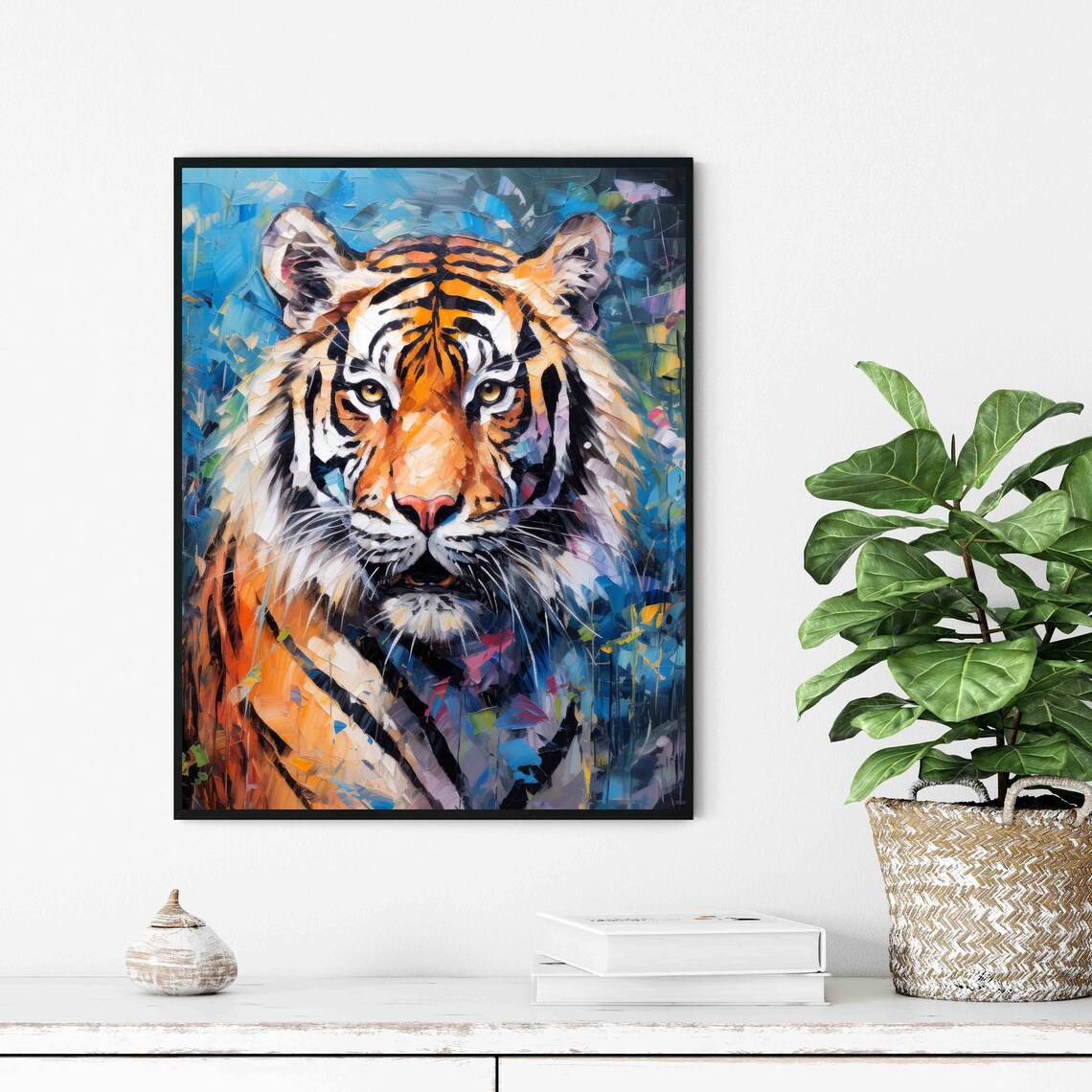 Majestic Tiger Face Close Up Colorful Abstract Wildlife Wall Art - Image 2