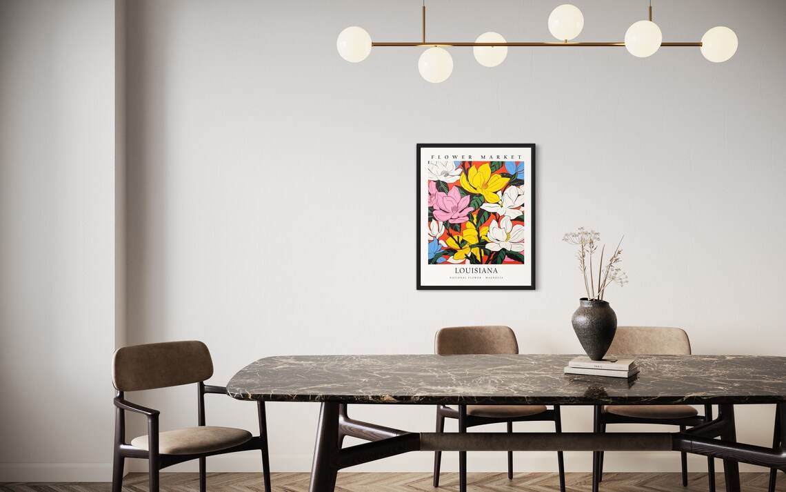 Louisiana Flower Market Colorful Magnolia Pop Botanical Poster - Image 2
