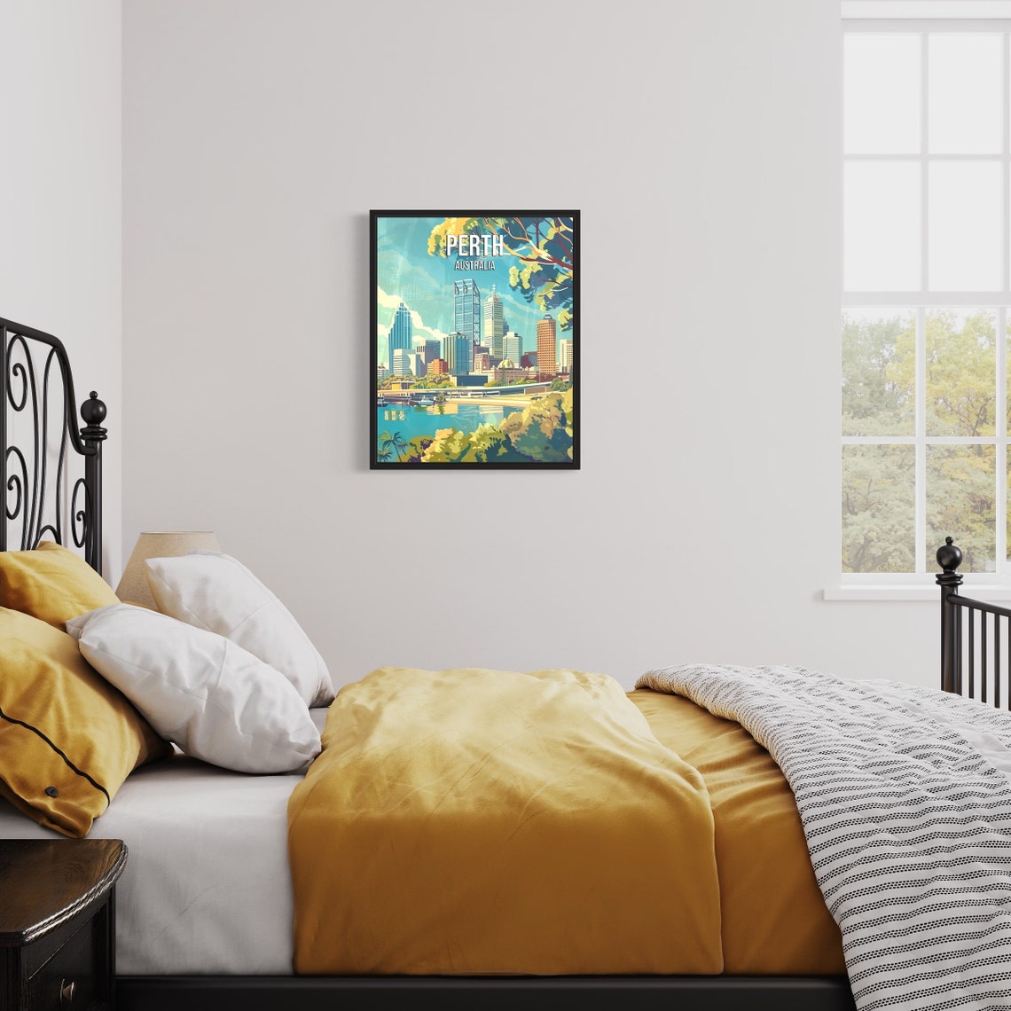 Perth Australia City Skyline Poster With River Reflections At Daybreak - Image 3
