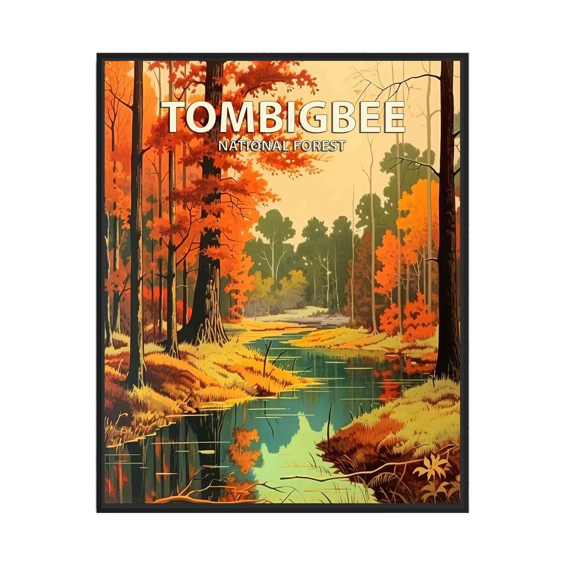 Tombigbee National Forest Mississippi Autumn Lake Scene Poster