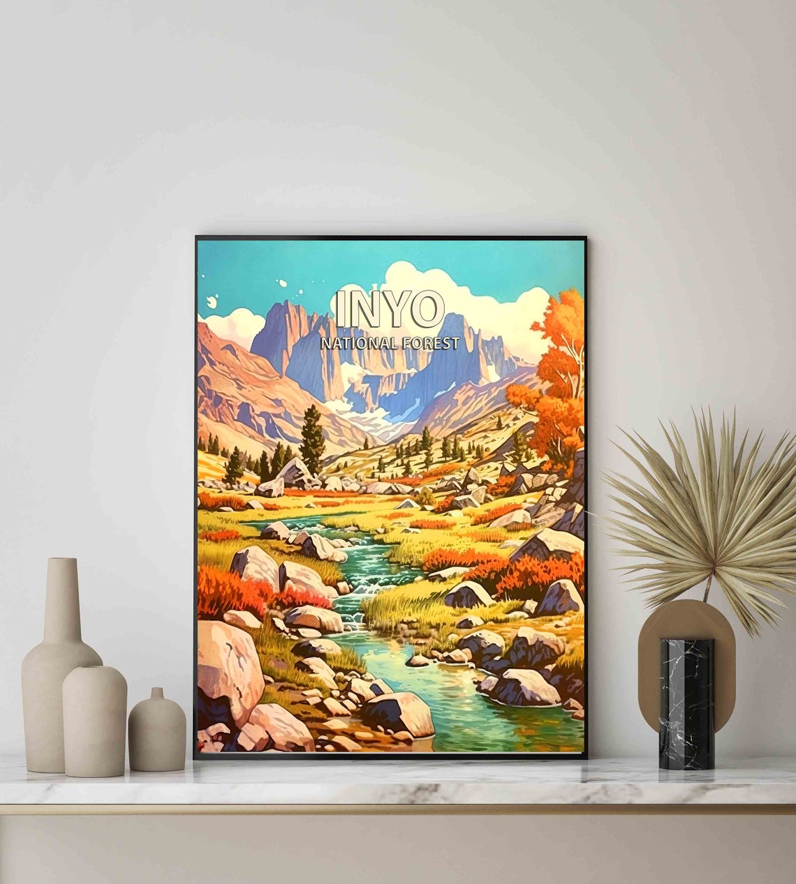 Inyo National Forest Granite Peaks Autumn Stream Travel Poster - Image 3