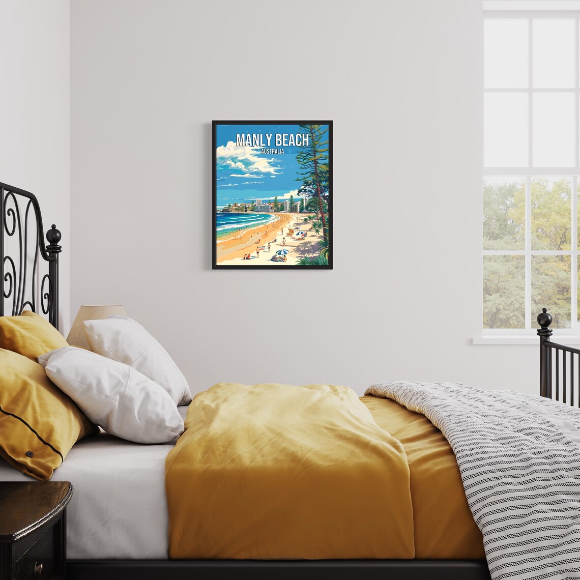 Manly Beach Australia Vintage Travel Poster Sunny Surf Beach Day - Image 3