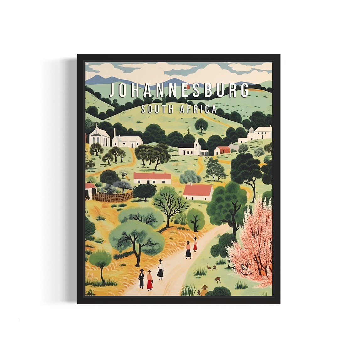 Johannesburg South Africa Poster Art Print Famous City Retro Vintage Painting Wall Art Decor