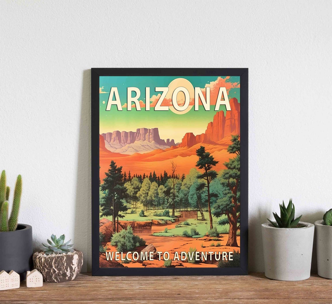 Arizona Red Rock Canyon Sunset Pines Vista Vintage Travel Poster - Image 3