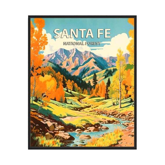 Santa Fe National Forest Autumn Aspens Vintage Travel Poster