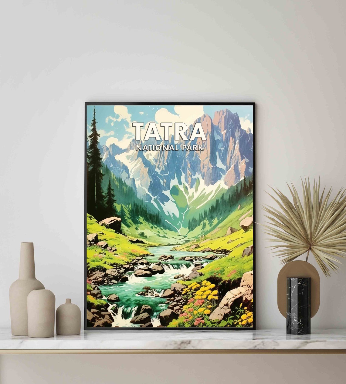 Tatra National Park Alpine Valley Stream Vintage Travel Poster - Image 2