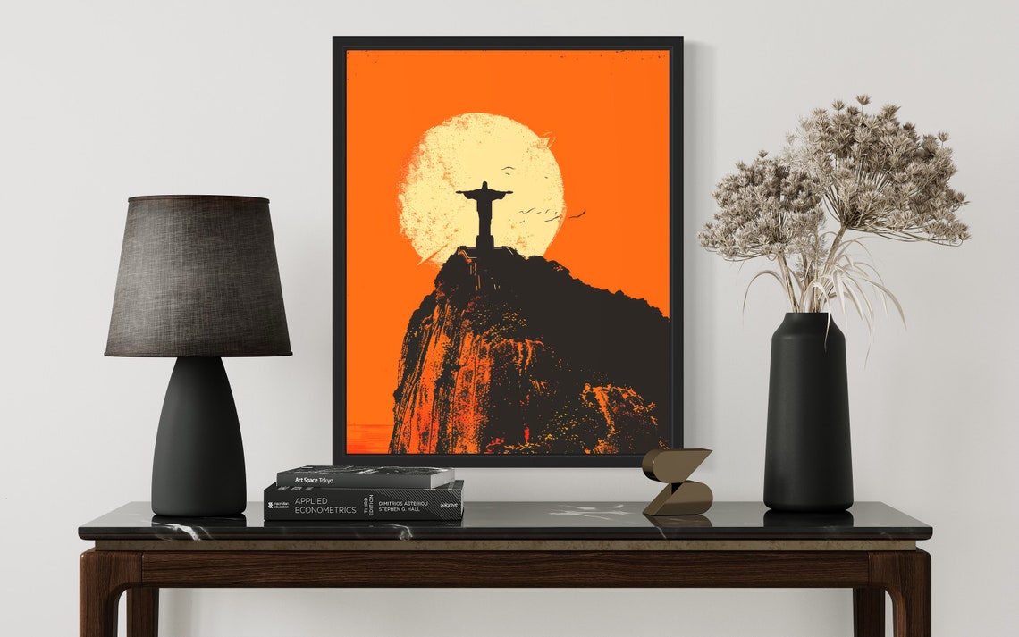Christ the Redeemer Rio de Janeiro Iconic Sunset Silhouette Poster - Image 2