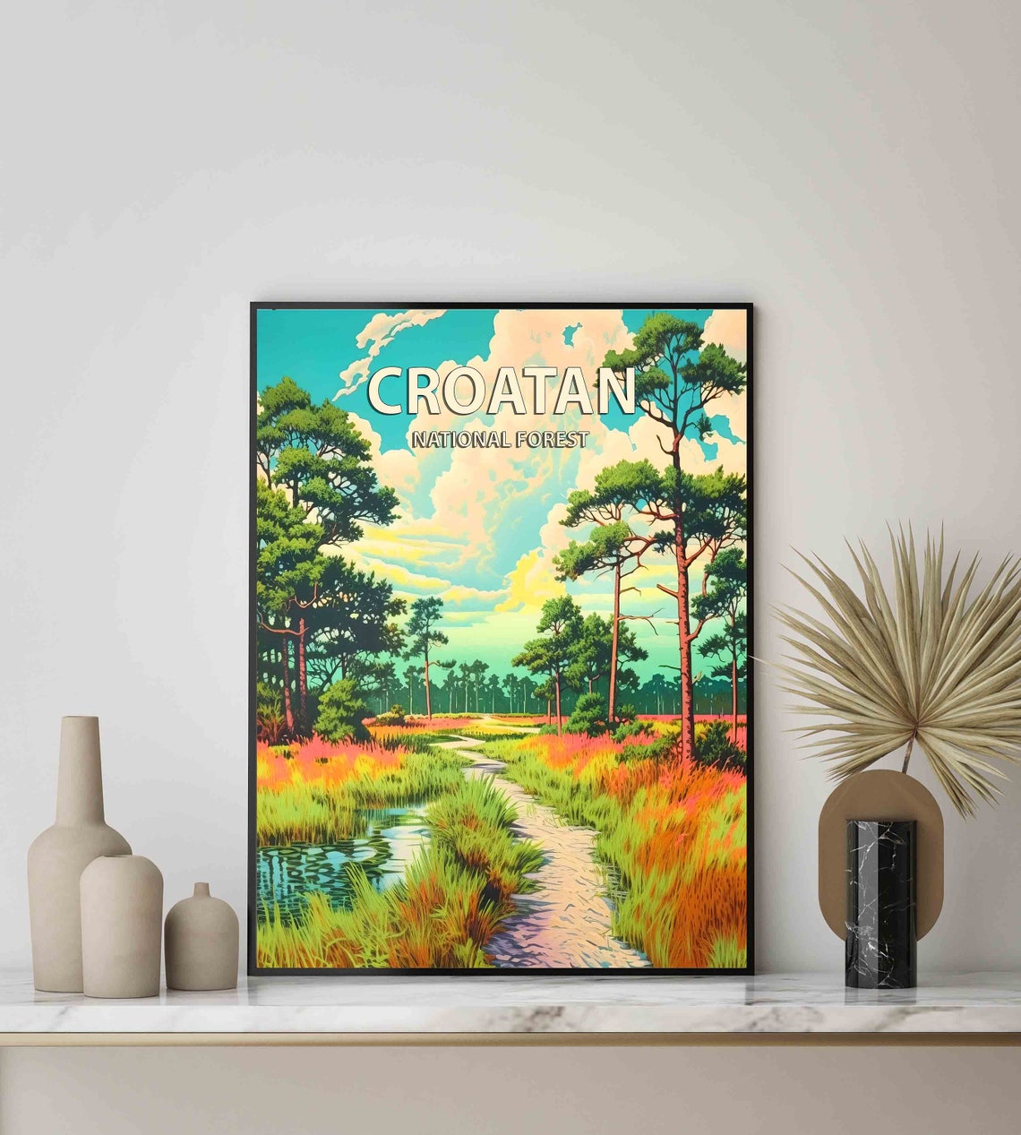 Croatan National Forest Pine Trail Retro Nature Travel Poster - Image 3