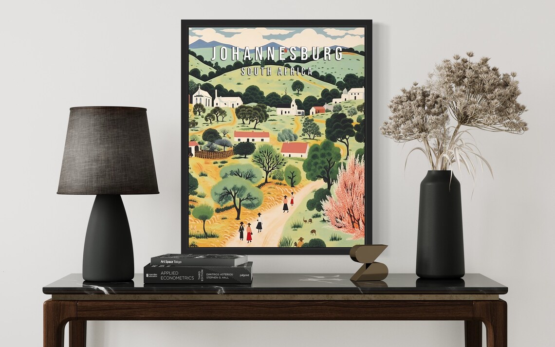 Johannesburg South Africa Poster Art Print Famous City Retro Vintage Painting Wall Art Decor - Image 3