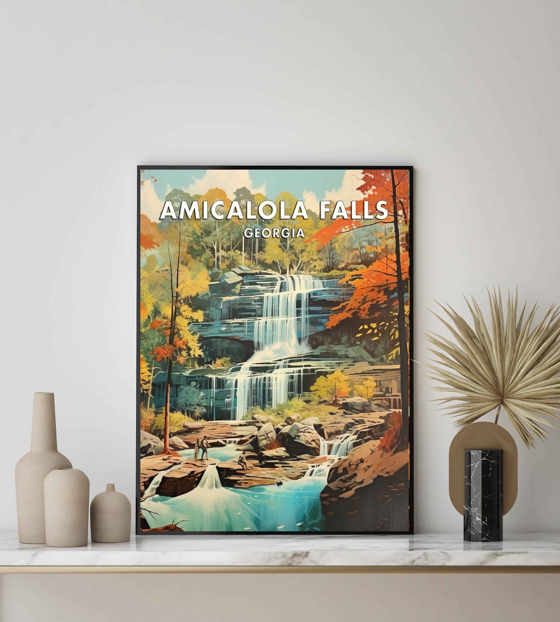 Amicalola Falls Georgia Autumn Cascading Waterfall Travel Poster - Image 2