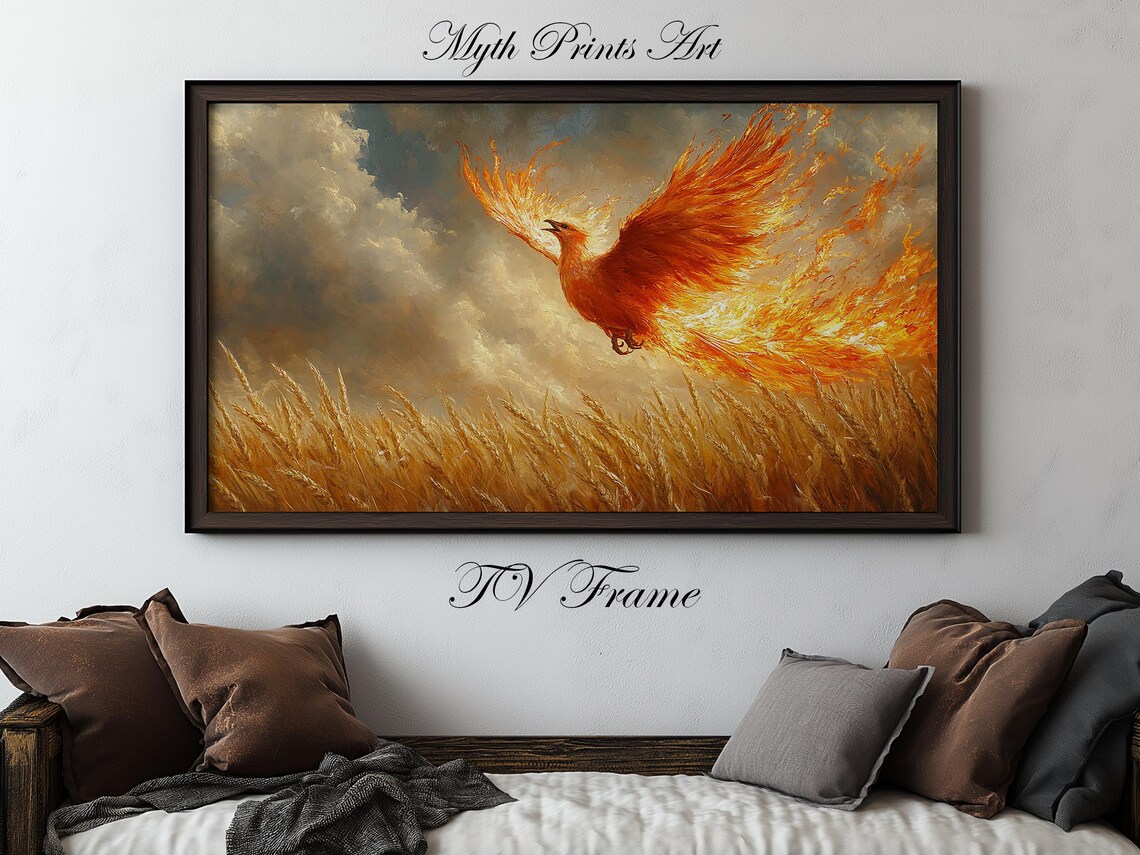 Phoenix And Wheat Field Moody Landscape Art Print