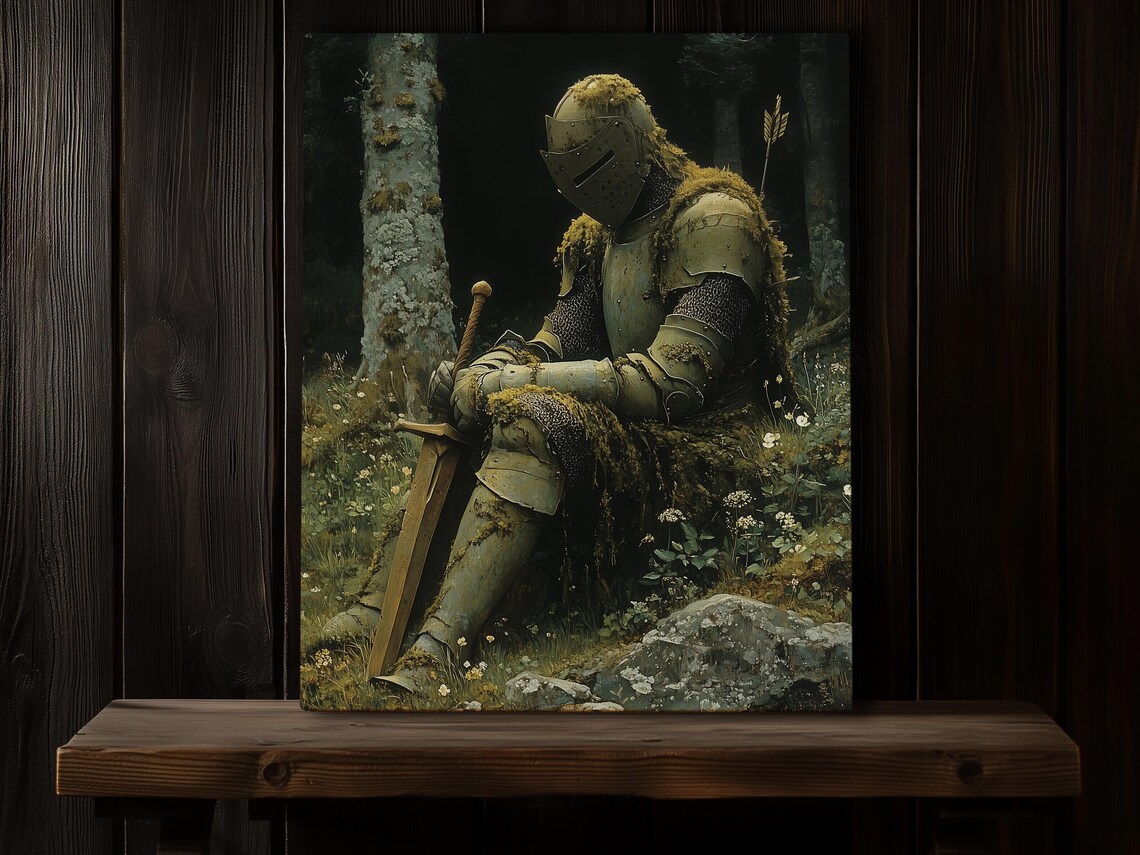 Overgrown Fallen Knight Vintage Medieval Art Print
