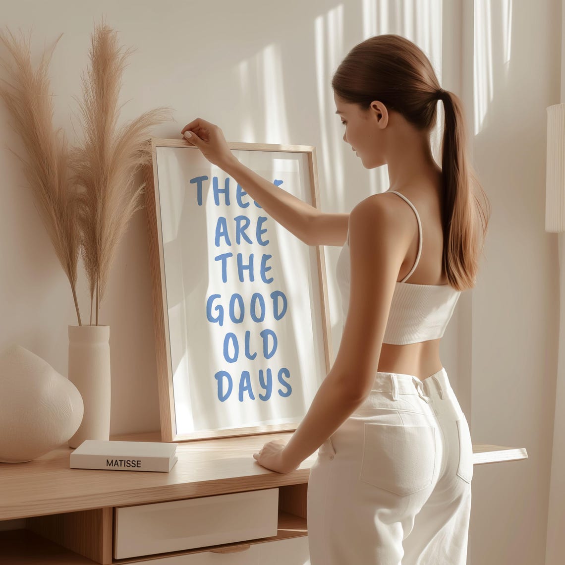 These Are The Good Old Days Handwritten Blue Lettering Poster - Image 2