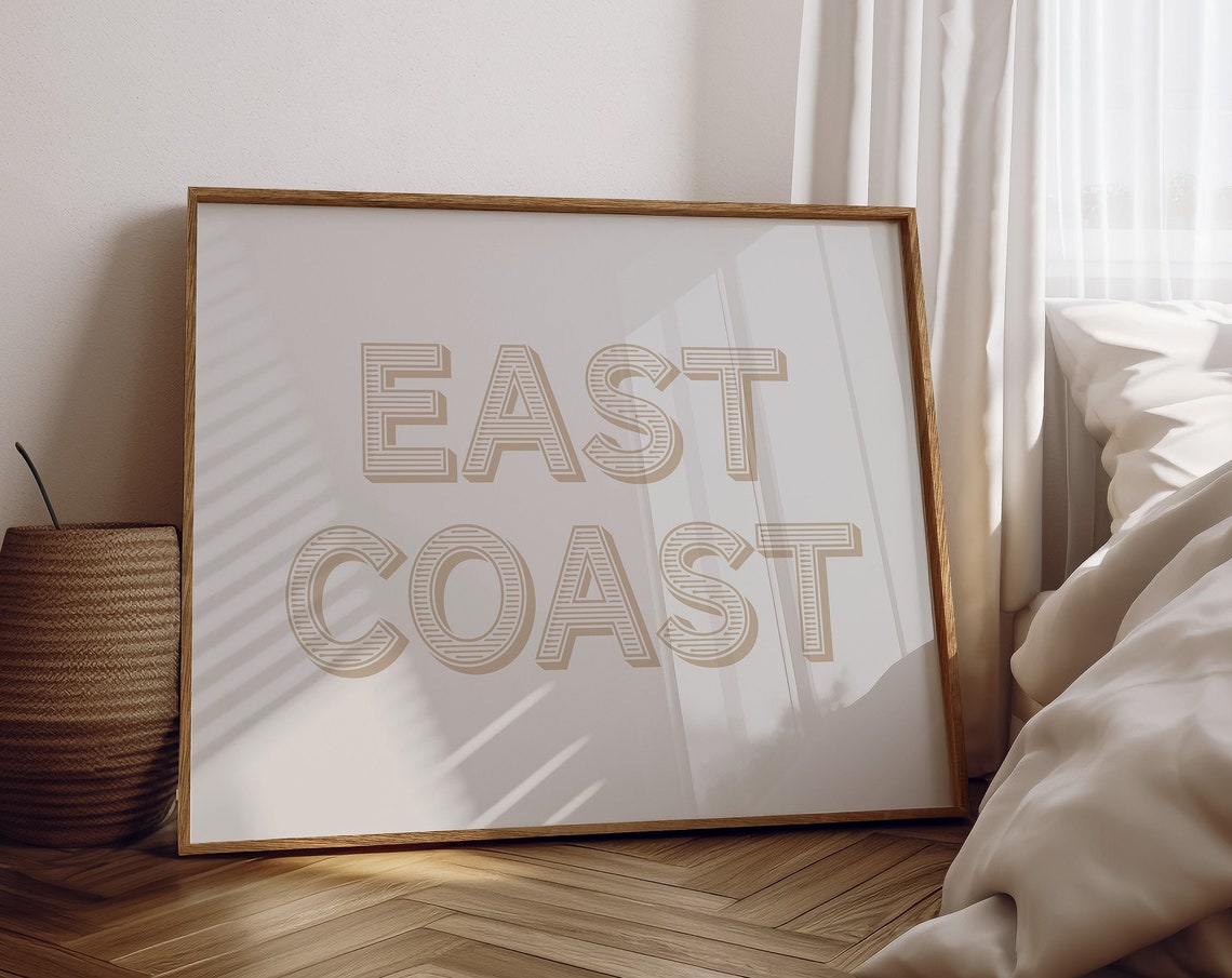 East Coast Minimal Beige Tone White Coastal Decor Quote Poster
