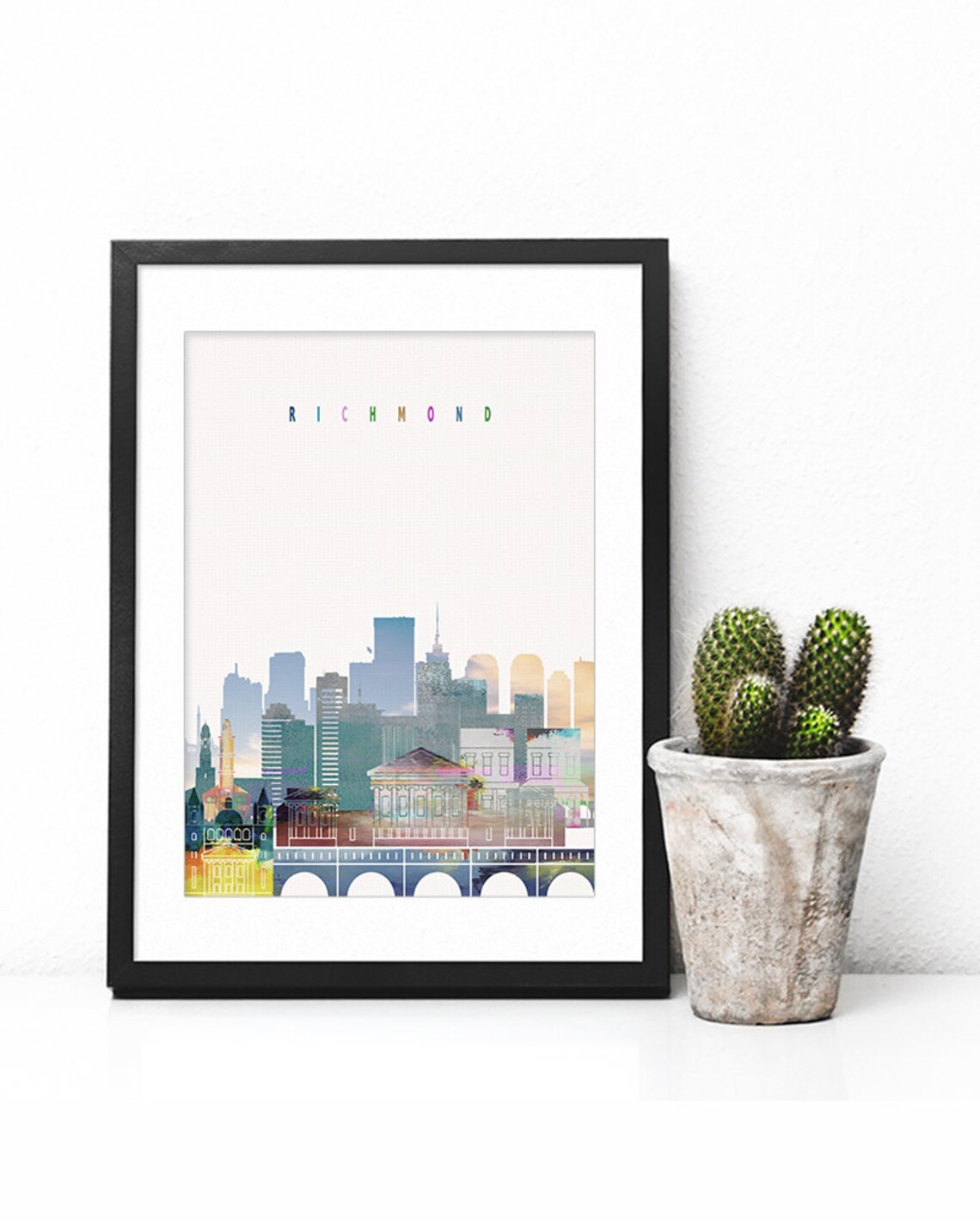 Richmond Virginia Historic Bridge Watercolor Skyline Poster Art - Image 2