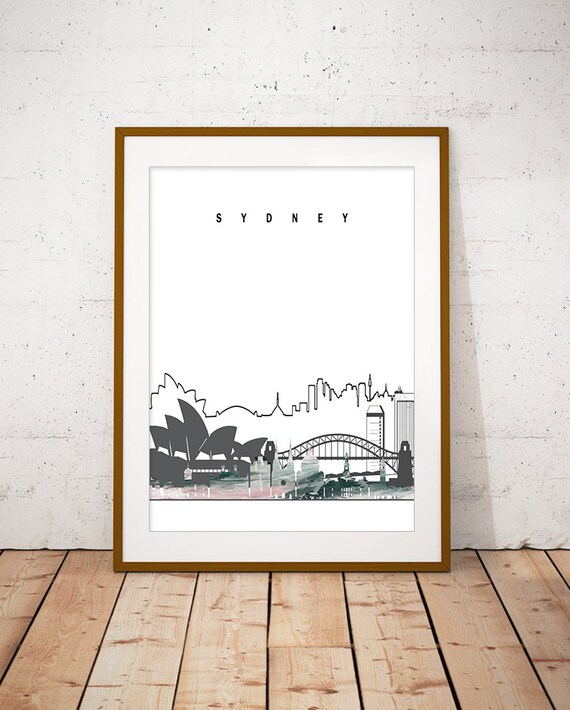 Sydney Skyline With Opera House And Harbour Bridge Art Poster