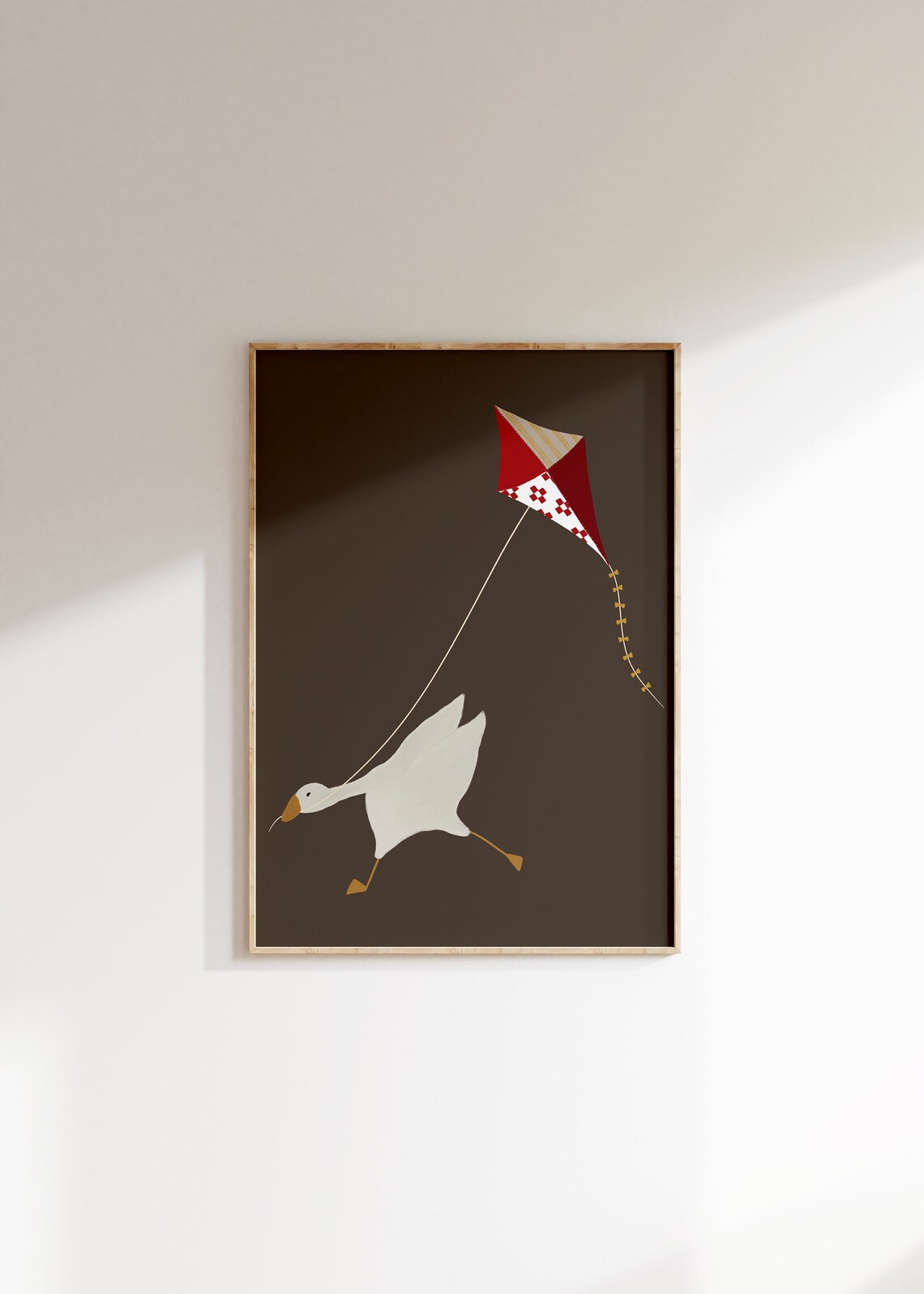 Silly Goose Cute Goose Poster, Brown Nursery Decor