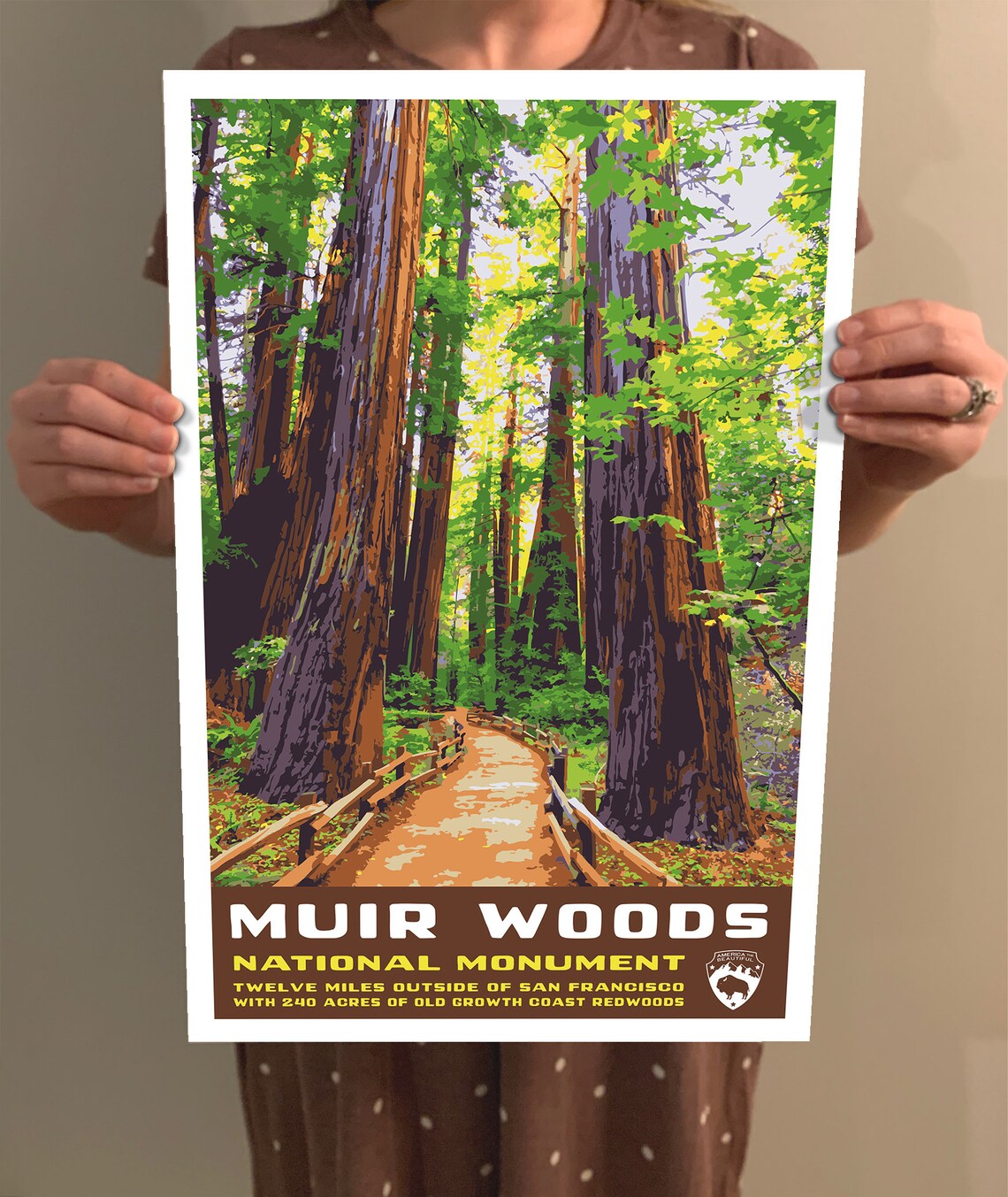 Muir Woods National Monument WPA Style Vintage Travel Poster - Image 2