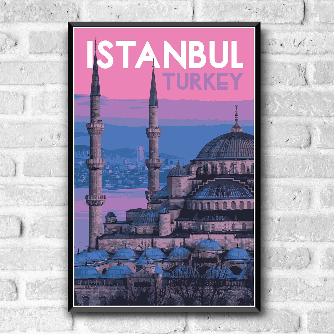 Istanbul Turkey Blue Mosque Minarets Vintage Travel Poster Art - Image 3