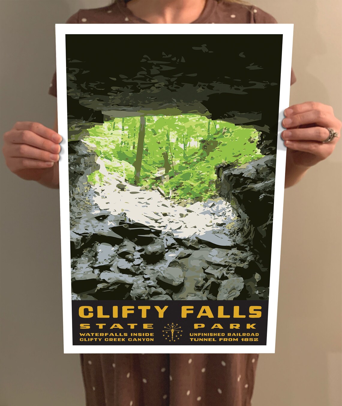 Clifty Falls Indiana State Park Vintage Travel Poster - Image 2