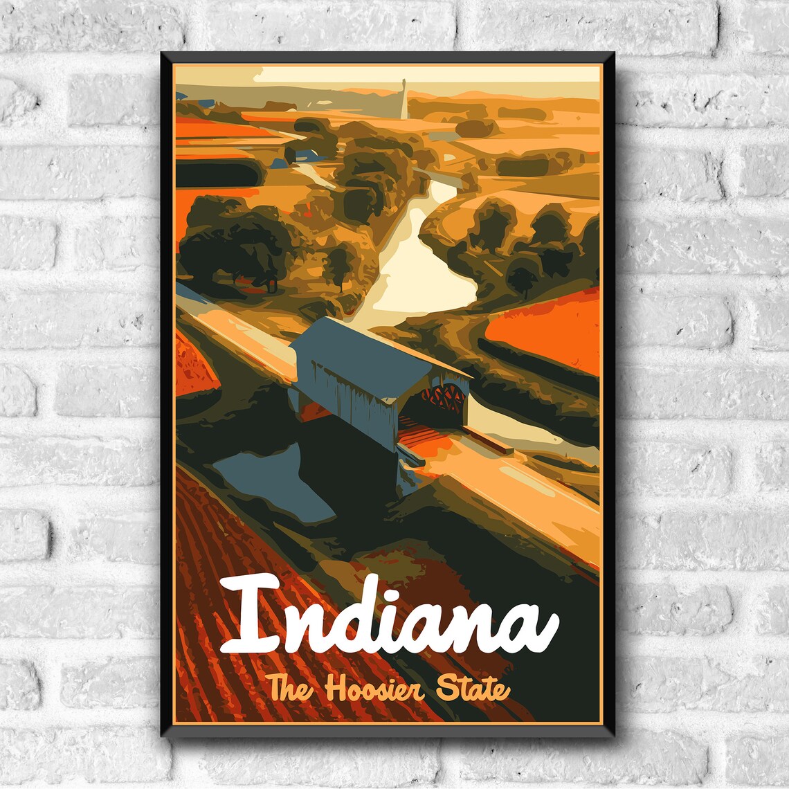 Indiana Vintage Style Travel Poster, Hoosier State - Image 3